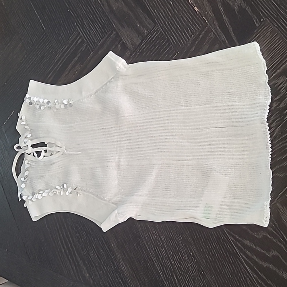 NWT J. Crew Sheer ruffle-trim tank top with sequin embellishments - Picture 7 of 8